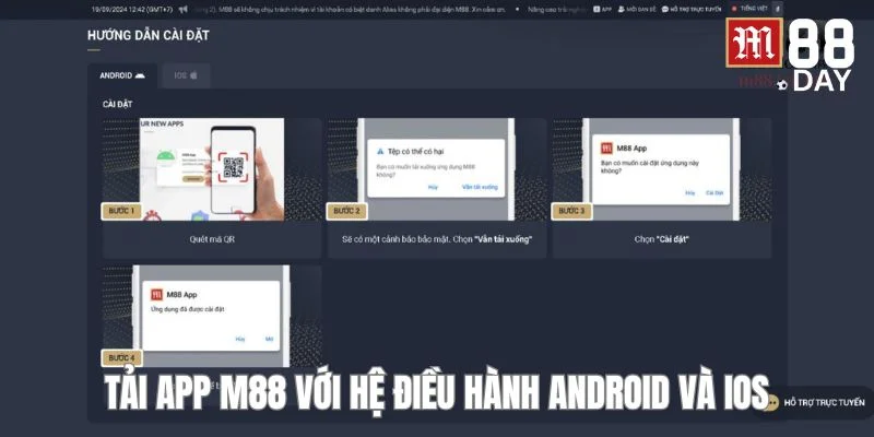 Tải app M88 với các bước thực hiện cực nhanh cho Android và IOS.
